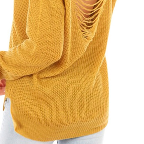 🏷️LAST ONE🏷️🌿MUSTARD RIPPED SWEATER🌿 - Picture 4 of 8